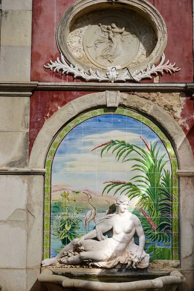 Rzeźba Azulejo Płytki Ogrodzie Estoi Palace Algarve Portugalia — Zdjęcie stockowe