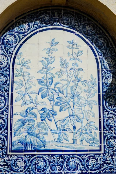 Oude Azulejo Tegels Tuin Van Estoi Paleis Algarve Portugal — Stockfoto