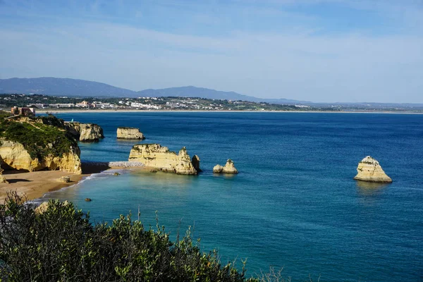 Lagos Kasabası Yakınlarındaki Güzel Körfez Algarve Bölgesi Portekiz Kumsal Portekiz — Stok fotoğraf