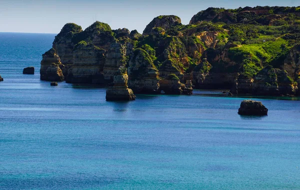 Vacker Vik Nära Lagos Stad Algarve Region Portugal Sandstrand Portugisiskt — Stockfoto