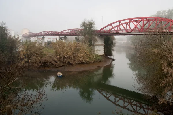 De ochtend in mist op de rivier — Stockfoto