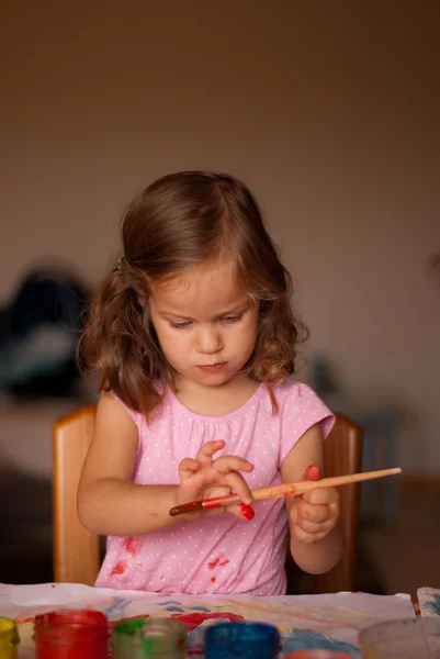 Mała dziewczynka, malarstwo — Zdjęcie stockowe