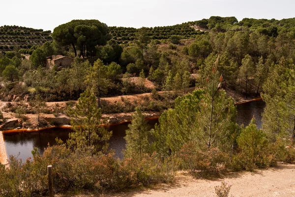 Der río tinto (roter Fluss) ist ein Fluss im Südwesten Spaniens — Stockfoto