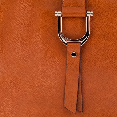 Beyaz arka planda kahverengi kadın deri çanta.