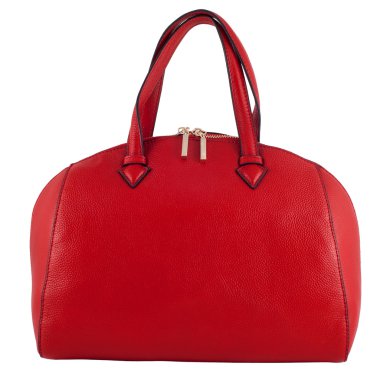 Beyaz arka plan üzerinde izole kırmızı kadın deri çanta