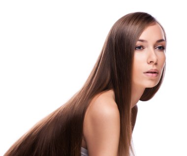 Saç. Güzellik moda Model onun uzun ve sağlıklı B dokunmadan kadın