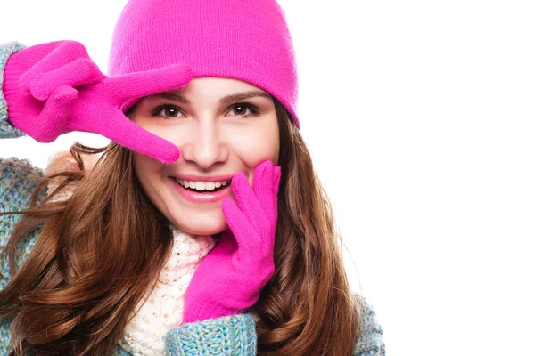 Woman  wearing woolen accessories — Stock Photo, Image