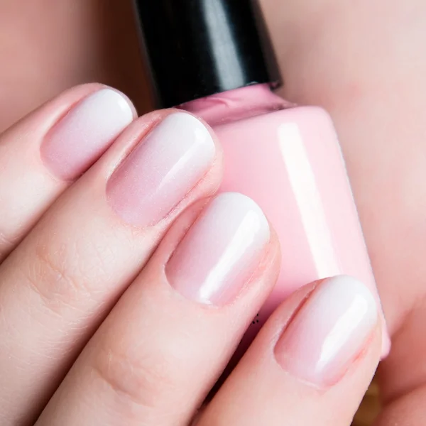 Beautiful healthy natural nails. Beauty long woman nails close up — Stock Photo, Image
