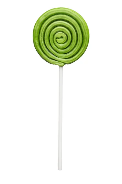 Green sugar lollipop isolated over white — Stock Photo, Image