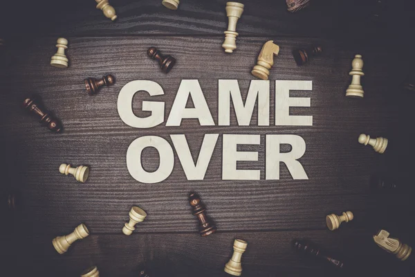 Game over concetto su sfondo di legno — Foto Stock