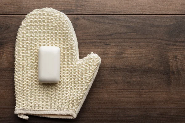 Bound bast with soap bar — Stock Photo, Image