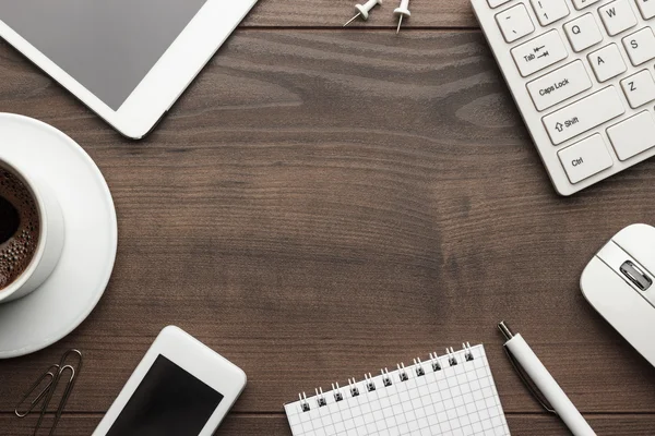 Overhead of office table with copy space — Stock Photo, Image