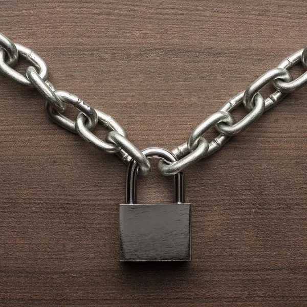 Check-lock e conceito de cadeia — Fotografia de Stock