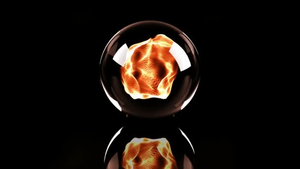Скляна сфера з вогненним м'ячем всередині — стокове відео