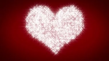 Beyaz kalp atışı kırmızı arka plan döngüde