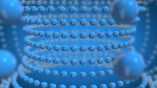 Blaue Kugeln, die abstrakte Schlupflöcher bewegen — Stockvideo