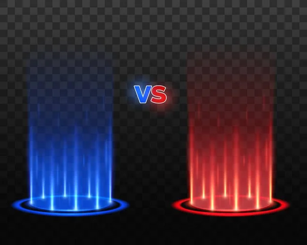 Glowing Podiums Transparent Background Vector Sport Game Battle Fighters Comparison — Stock Vector