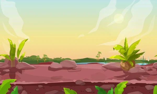 Game Natuur Landschap Naadloze Achtergrond Van Cartoon Vector Gui Ontwerp — Stockvector