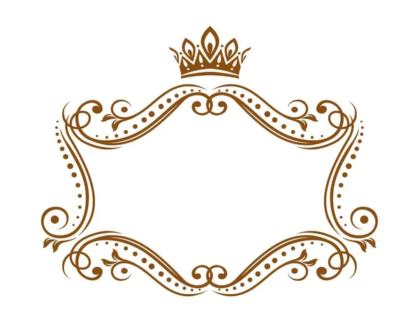 Royal Medieval Frame Crown Vector Embellishment Border Flourishes Floral Ornament — Stock Vector