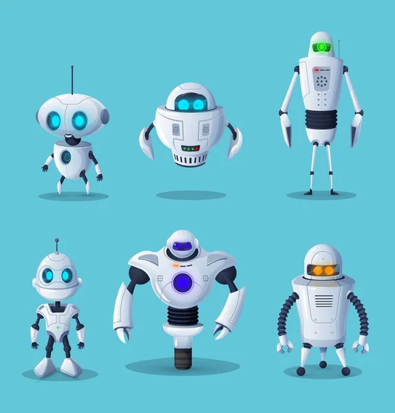 Robot Personajes Dibujos Animados Vectores Tecnología Futura Diseño Ciencia Máquinas — Vector de stock