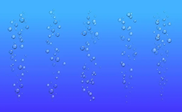水下雾化空气气泡3D矢量 苏打水或香槟 松软的饮料或泡泡饮料 蓝色海的氧气流 海洋或水族泵等现实而透明的气泡 — 图库矢量图片