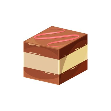 Çikolatalı aperatif, ev yapımı lezzetli şeker izole edilmiş tatlı yiyecekler. Beyaz ve siyah çikolatalı vektör şeker ve kırmızı karamel kaplama, şekerleme ürünü. Doğum günü veya Sevgililer Günü Tatil Tatlısı