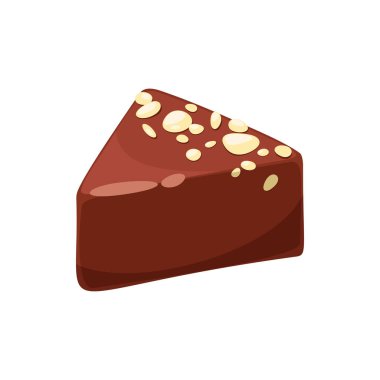 Üçgen pralin şekeri ve fındıklı tatlı tatlı. Lüks çikolatalı şekerler, üç boyutlu gerçekçi tasarımı beyaz serpiştirilmiş bir şeker. Üstü ile enfes bir ikram