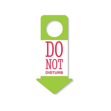 Kapı tokmağı askısını yeşil ve beyaz olarak izole etme. Yasaklı vektör etiketi ya da kartı rahatsız edilmemesi için uyarı bilgisi. Motel, ofis ya da okul kapısında servis tabelası yok.