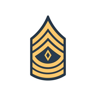 ABD ordusunun izole edilmiş ikonunun 1SG baş çavuşu rütbesi. Vektör Birleşik Devletler silahlı kuvvetler sembolü, üniforma imzalayın. Astsubay rütbesi, silahlı kuvvetler, polis askeri rütbe.