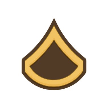 Birinci sınıf er rütbeli asker rütbesi izole edilmiş ikon. Vektör Birleşik Devletler Silahlı Kuvvetleri Şevronu, asker rütbesi. Askeri amblem, omzunda polis üniforması var.