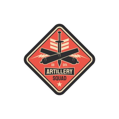 Topçu tümeni ordu simgesi kılıçlı ve çapraz roketli, ordu subayı rütbesi olan üniformalı izole edilmiş. Vector topçu birliği savaşta savunmaya geçti, Amerikan savaş kuvvetleri mühürlendi.