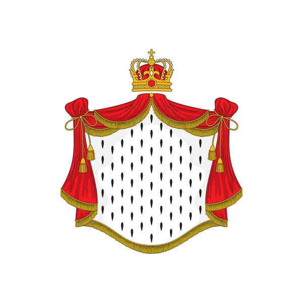 Heraldické Pozadí Červeným Hermelínem Královský Plášť Korunu Izolované Vektorový Luxusní — Stockový vektor