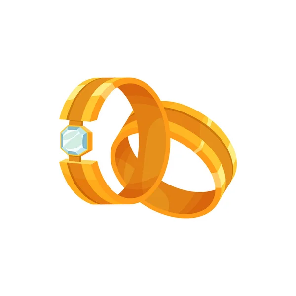 Χρυσές Βέρες Διακόσμηση Από Διαμαντένιο Καράτια Διάνυσμα Χρυσών Κοσμημάτων Διαμάντι — Διανυσματικό Αρχείο