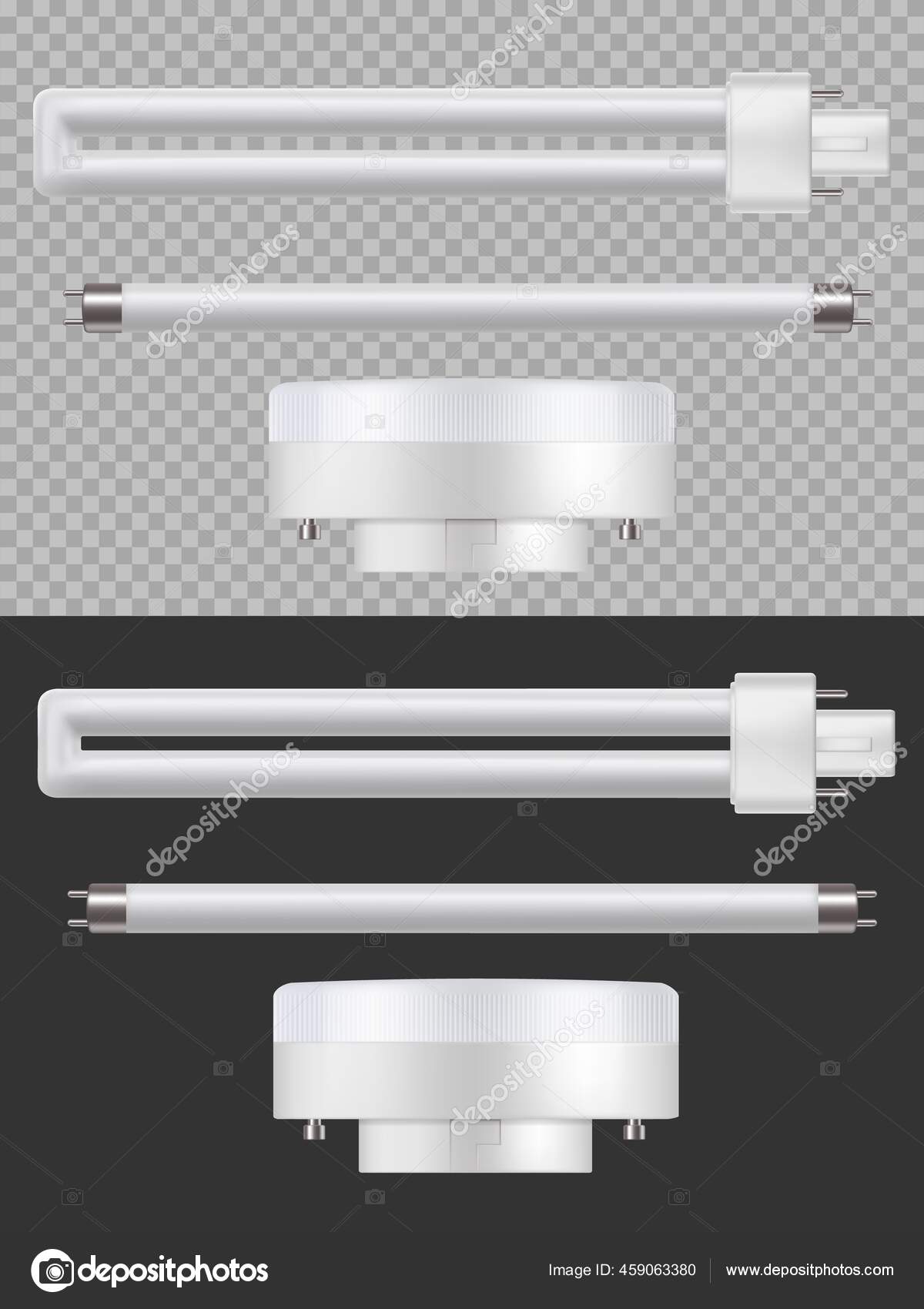 Lámparas Fluorescentes Vector Luminiscencia Iluminación Tubos Largos
