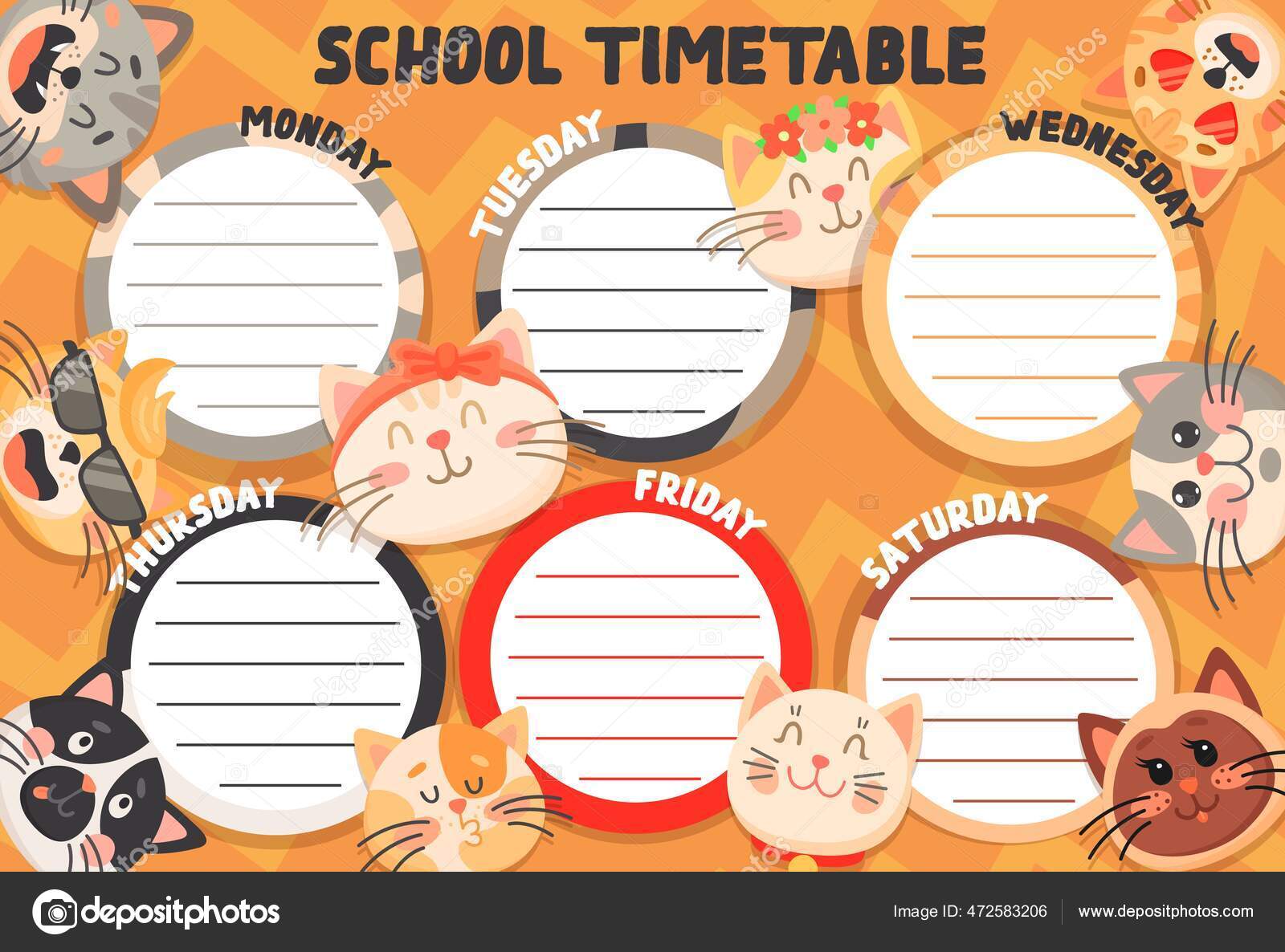 Weekly planner and to do list with cute cats Vector Image