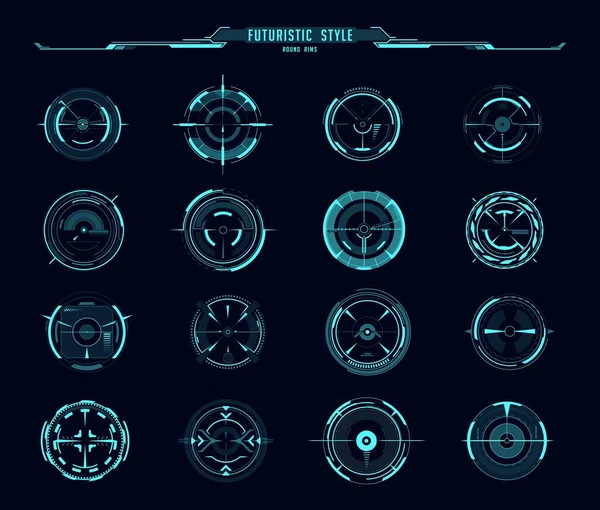 Hud Aim Control Target Frames Interface Futuristic Style Vector Sci — Stockvector