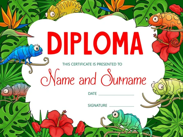 Diploma de crianças com desenhos animados dinossauros vetoriais