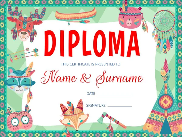 Diploma de crianças com gatos engraçados ou gatinhos, certificado