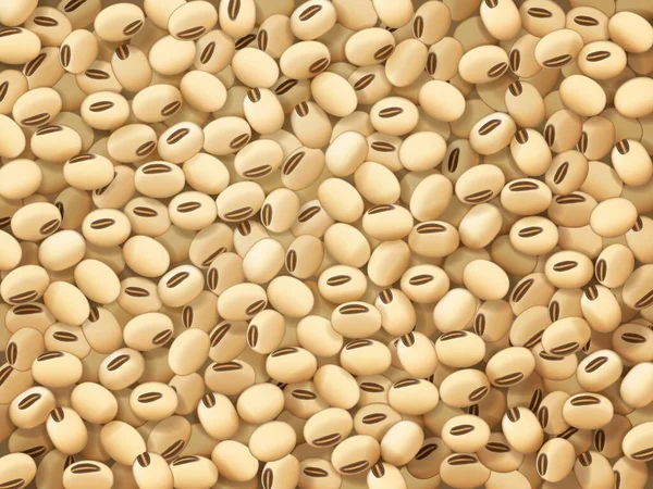 大豆的背景 健康的营养 有机蔬菜农场豆类新鲜收获和素食配料现实的病媒墙纸或原生大豆背景 — 图库矢量图片