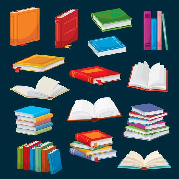 Libros Dibujos Animados Bestsellers Libros Texto Escolares Diseño Vectorial Literatura — Vector de stock