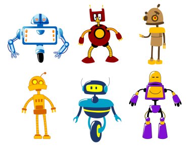 Şirin renkli retro robot oyuncaklar