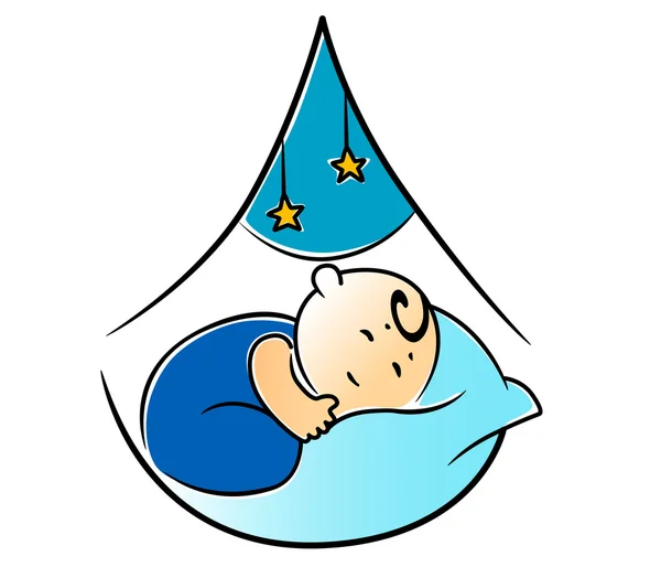 Little baby fast asleep in its cot — Stock Vector