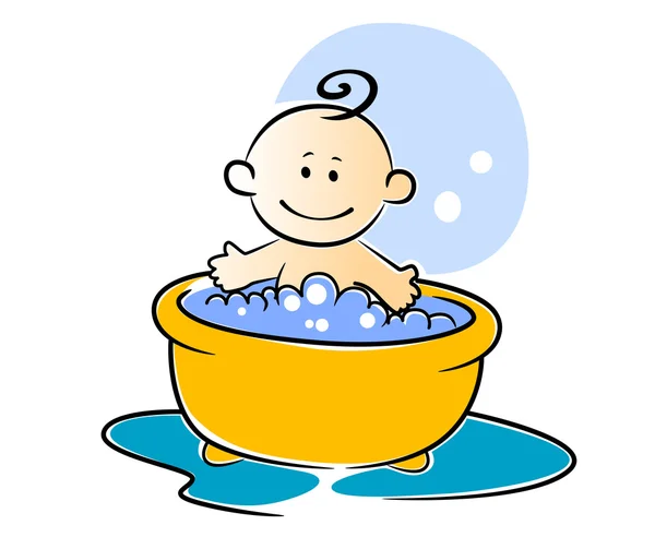 Happy little baby having a bath — Stock Vector