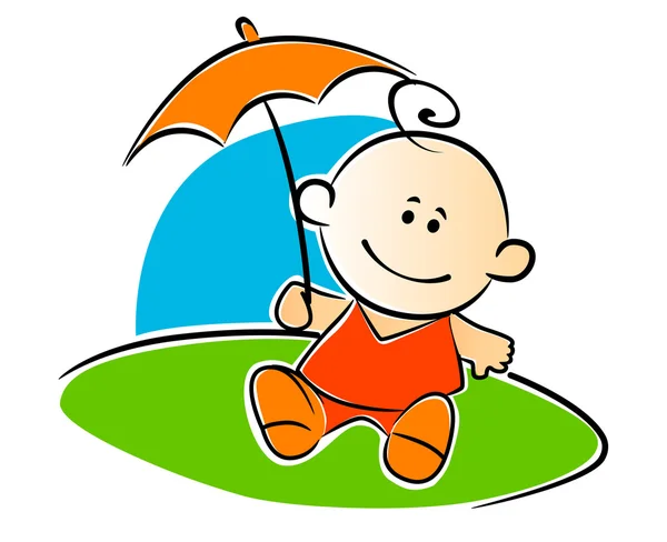 Little baby holding umbrella — Stock Vector