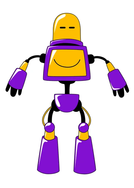 Robot de juguete futurista en vivo amarillo y azul — Vector de stock