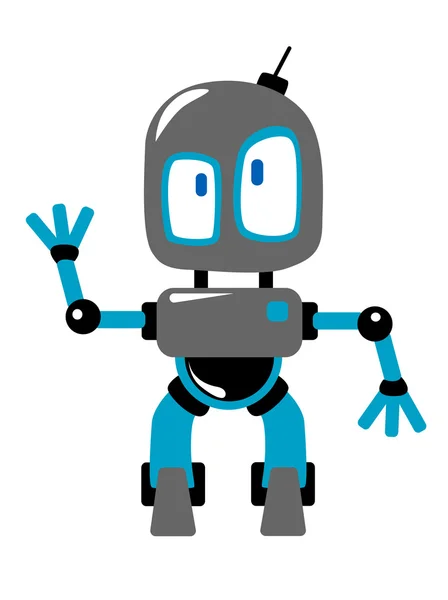 Grappige cartoon robot of vreemdeling zwaaien hand — Stockvector