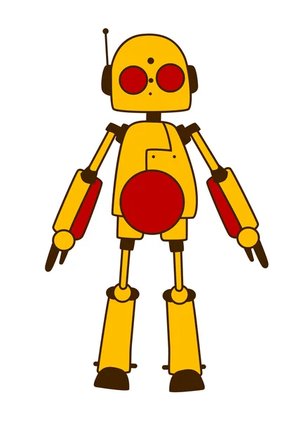 Spielzeugroboter oder Alien in leuchtendem Gelb — Stockvektor