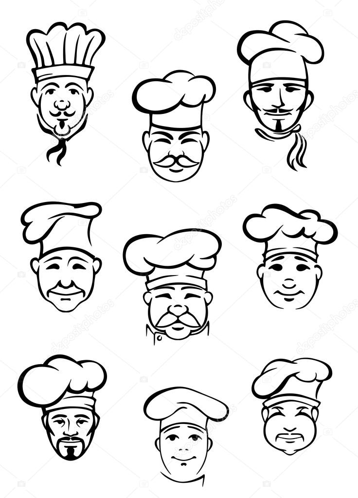 Collection of chefs in traditional toques