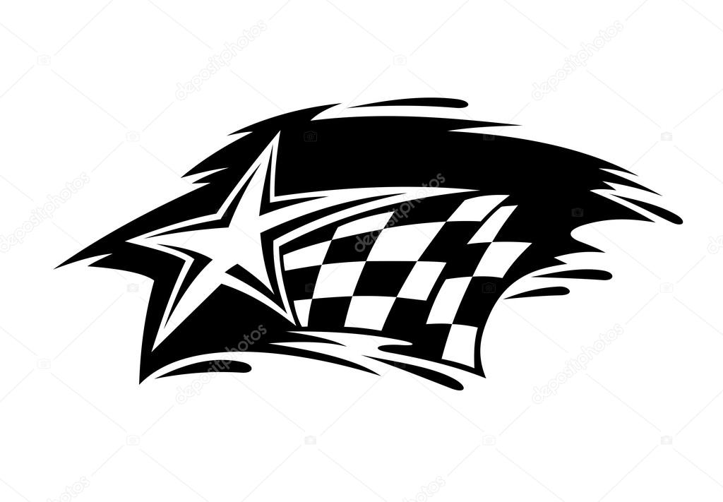 Racing icon with flag and star
