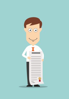 Businessman with graduation diploma or certificate